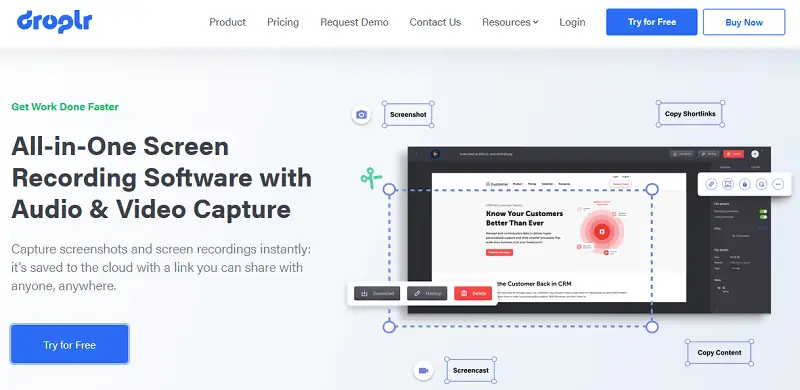 UI interface of Droplr UI interface of Droplr