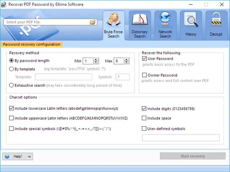 Eltima's Password Recovery App 介面