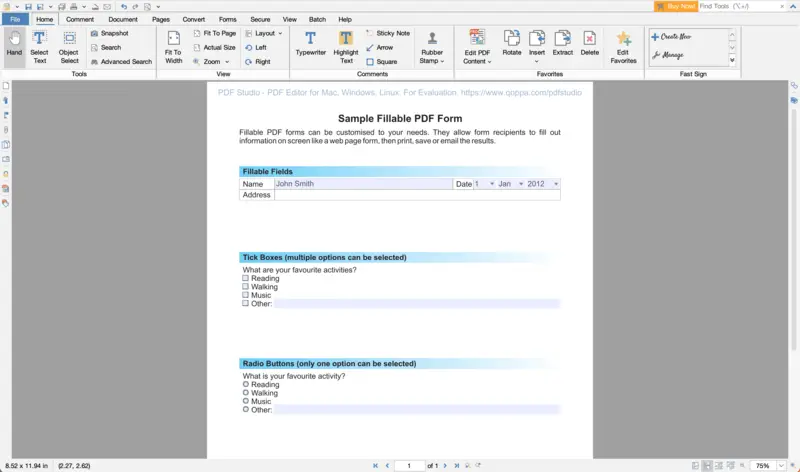 App to fill in PDF forms - PDF Studio