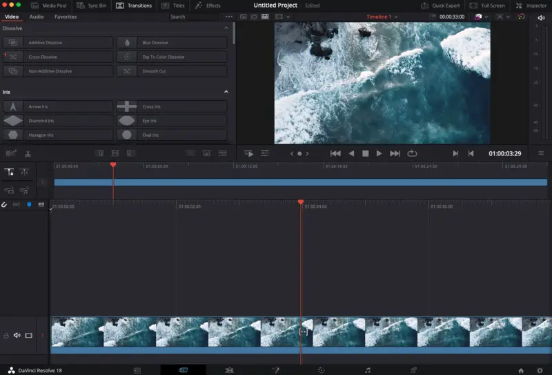 Editor de vídeo profissional gratuito - DaVinci Resolve