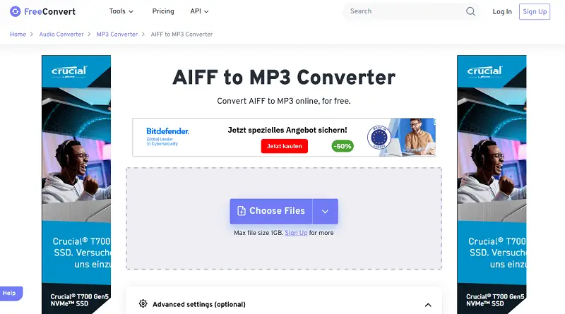 AIFF to MP3 converter by FreeConvert