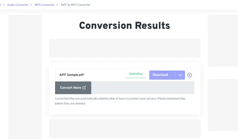 AIFF converted to MP3 in FreeConvert