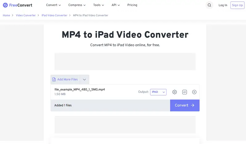 FreeConvert interface FreeConvert interface