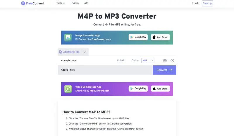 How to convert M4P to MP3 with FreeConvert
