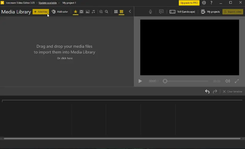 Import clips in to the video brightener