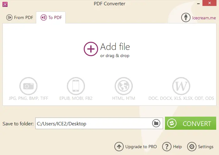 Convert DOCX to PDF with Icecream PDF Converter Step 1