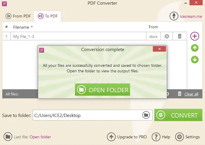 Icecream PDF Converter で DOCX を PDF に変換するステップ 5