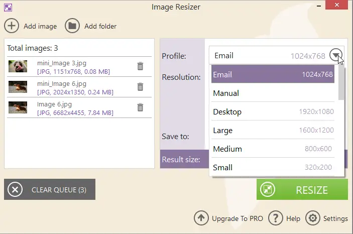 Icecream Image Resizer - change image size with profiles