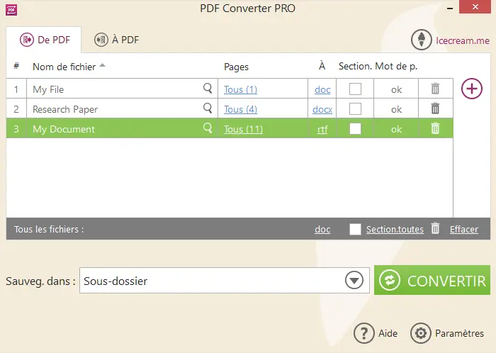 Convertir les PDF en DOC, DOCX ou RTF