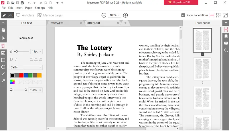 Interface and PDF editing tools Interface and PDF editing tools