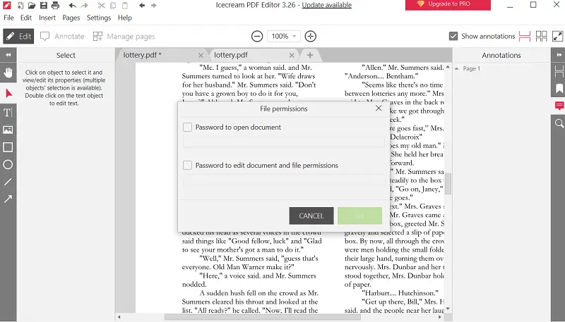 Adding password to the PDF Adding password to the PDF