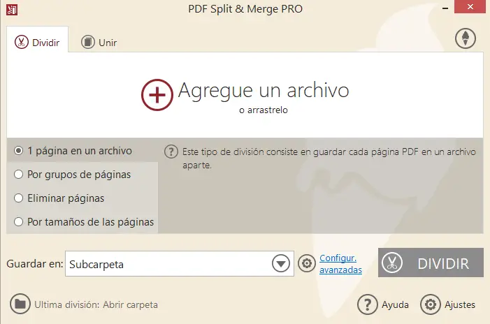 Icecream PDF Split and Merge - dividir PDF en archivos de una sola página