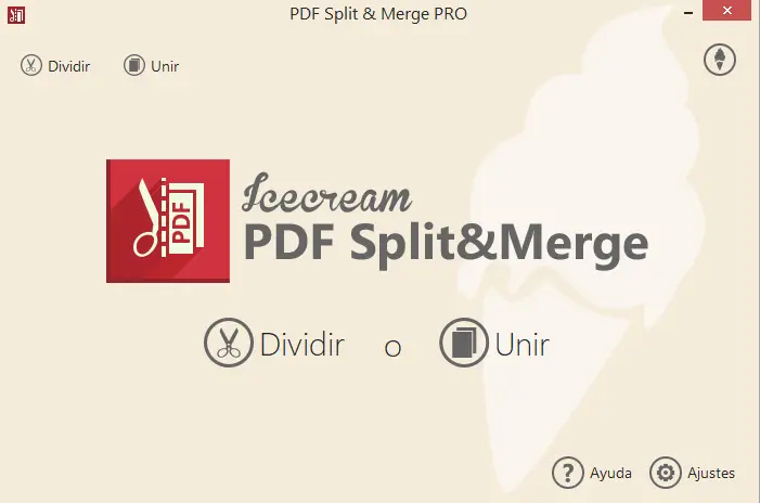 Icecream PDF Split and Merge - ventana principal