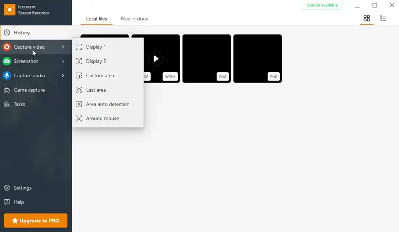 Choosing capture area in Icecream Screen Recorder Choosing capture area in Icecream Screen Recorder
