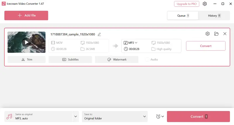 How to convert video to audio in Icecream Video Converter
