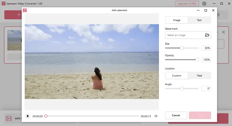 Put watermark in video file converter in Icecream Video Converter