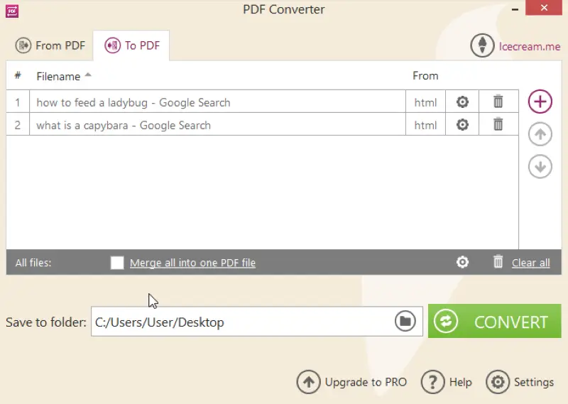 Icecream PDF Converter を使って HTML を PDF に変換