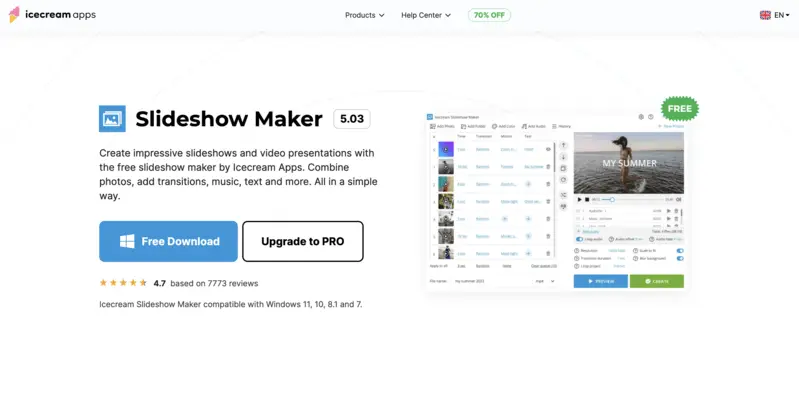 Free YouTube slideshow maker