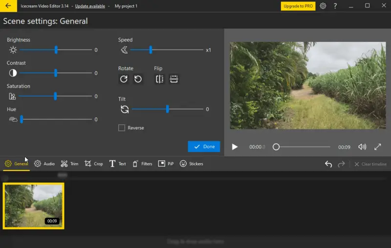 Tools of the free video editor for Windows