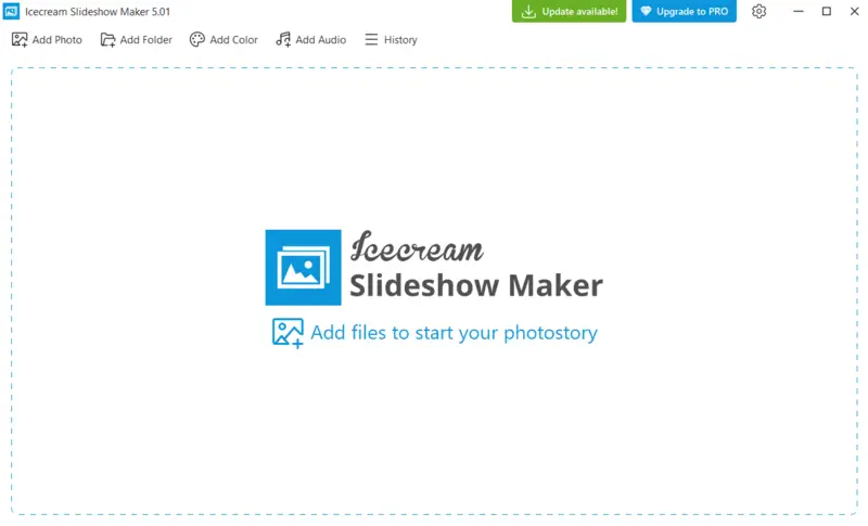 Main window of the interface of Icecream Slideshow Maker