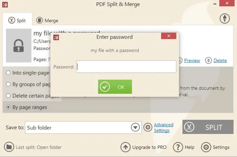 Unlock PDF in Icecream PDF Split & Merge