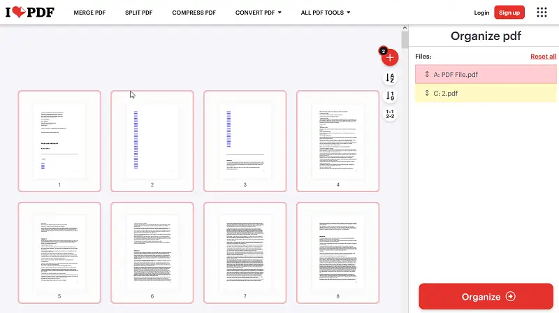 The working area of the PDF editor The working area of the PDF editor