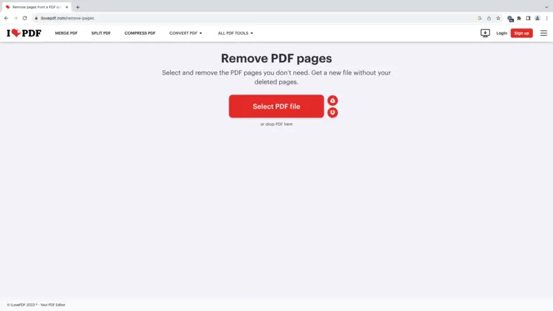 How to cut pages from a PDF with iLovePDF