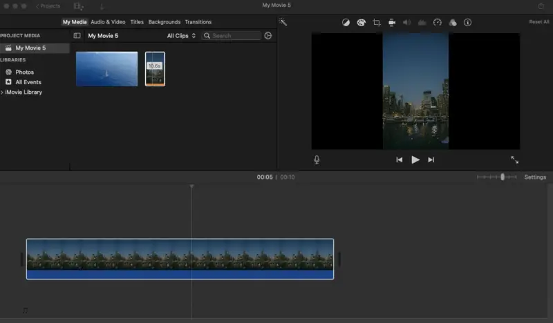 iMovie: вертикальные видео