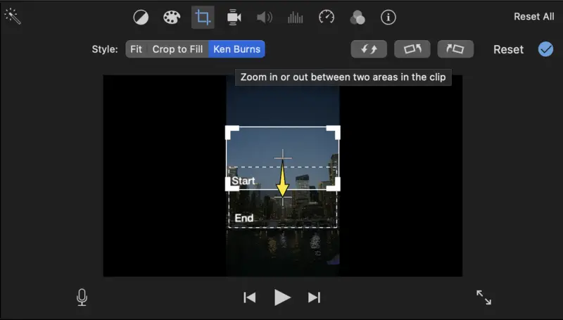 iMovie - Ken Burns tool