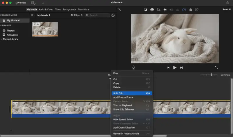 Split MP4 into parts with iMovie