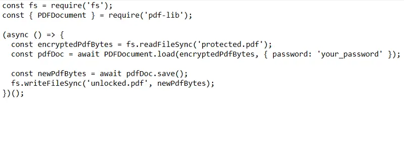 Remove lock from PDF with code Remove lock from PDF with code