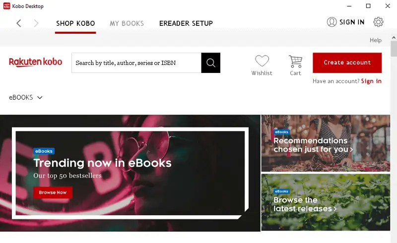 Kobo - un lecteur ebook sur PC