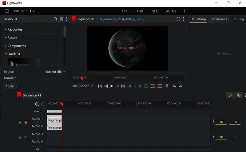 Lightworks interface