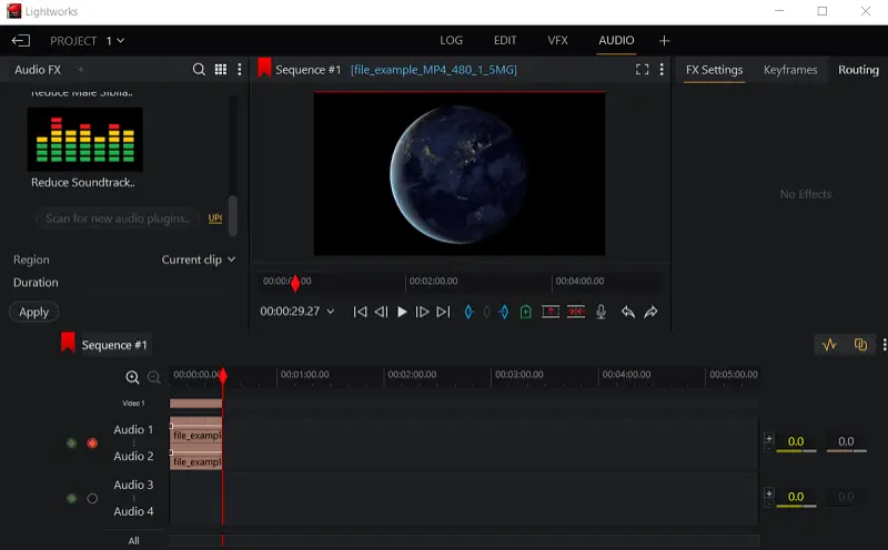 Lightworks video editor working area Lightworks video editor working area