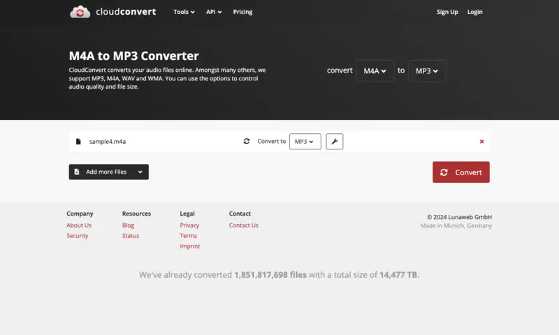 M4A'yı çevrimiçi MP3'e dönüştürme
