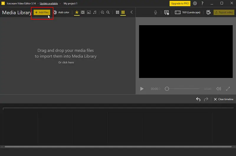 Import your video to Media Library of free video editor