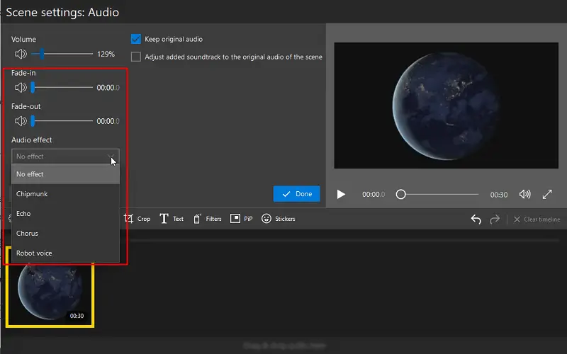 Add audio effects while you make video louder