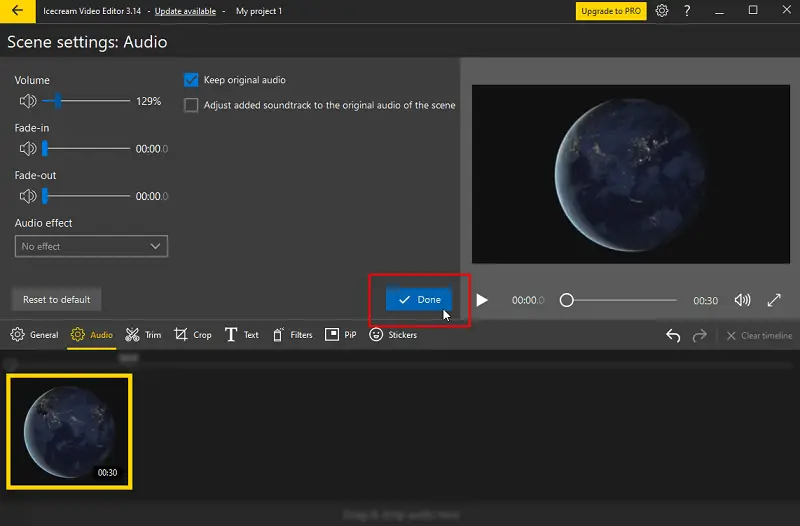 Apply new audio settings to increase video volume