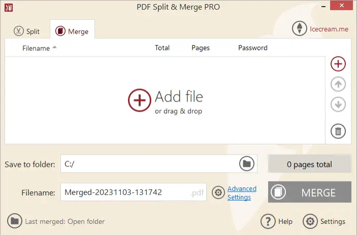 Combine PDF files on Windows