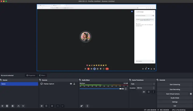 Google Hangouts recording with OBS