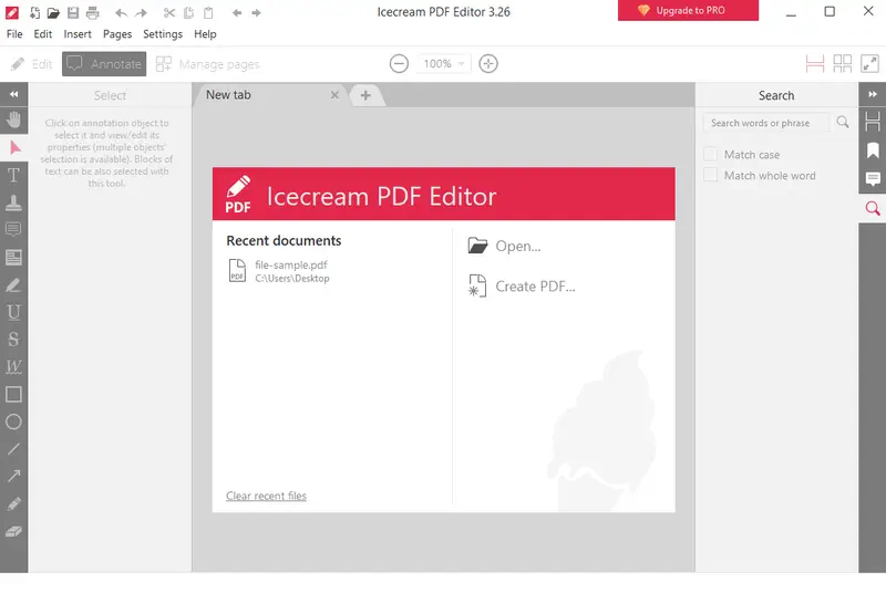 Launch the PDF word finder for PC - Icecream PDF Editor