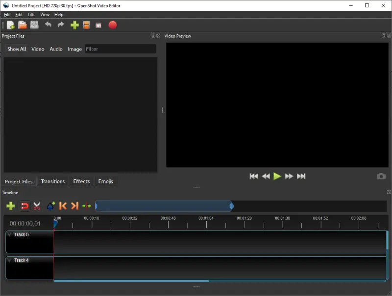 OpenShot Video Editor - Главное окно программы