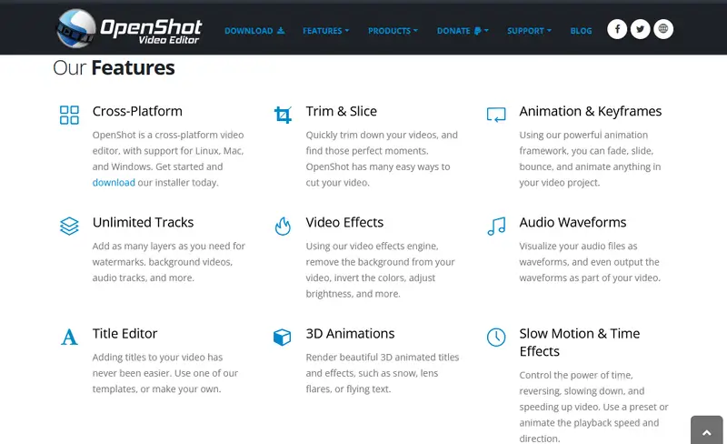 Сайт программы OpenShot Video Editor