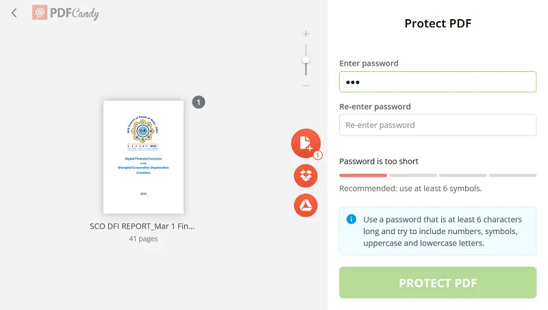 Как запаролить PDF файл онлайн с помощью PDF Candy