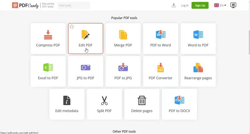 Open a PDF file with PDF Candy 1