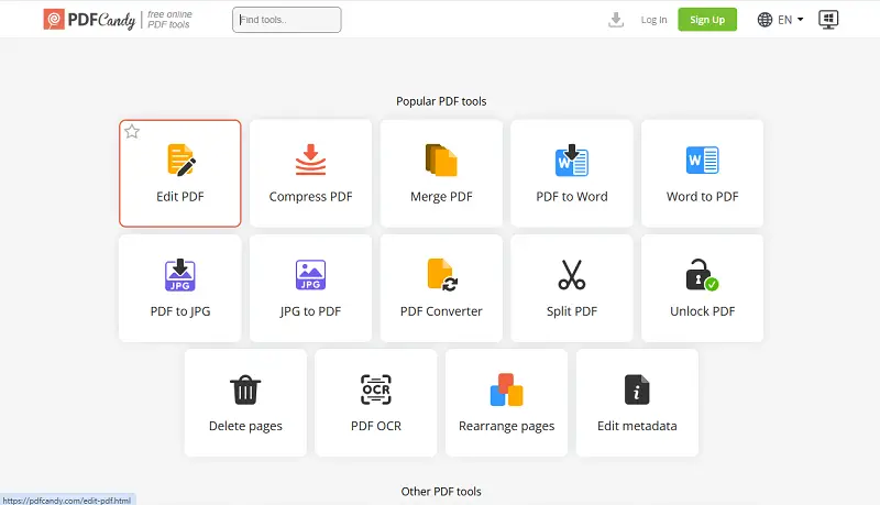 PDF Candy website online PDF tools