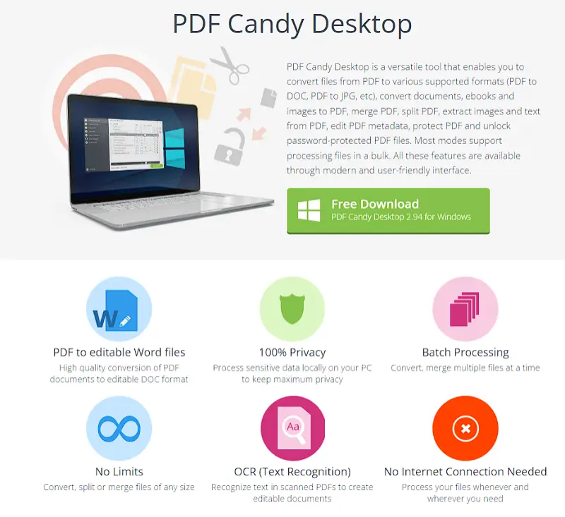 Сайт программы PDF Candy Desktop