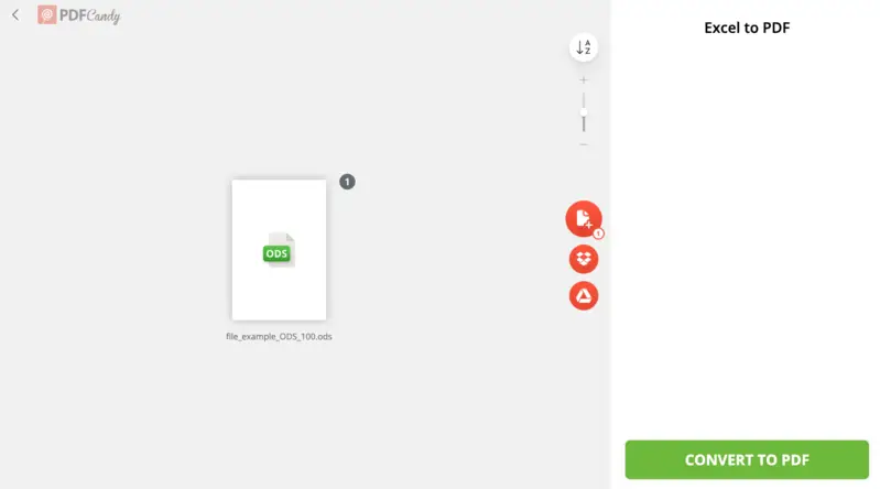 Convert ODS to PDF online with PDF Candy