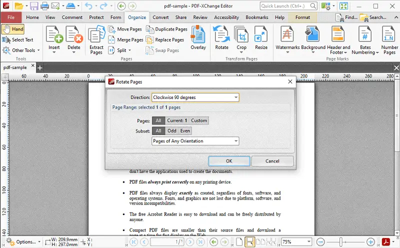 Rotation options in PDF-XChange Editor Rotation options in PDF-XChange Editor