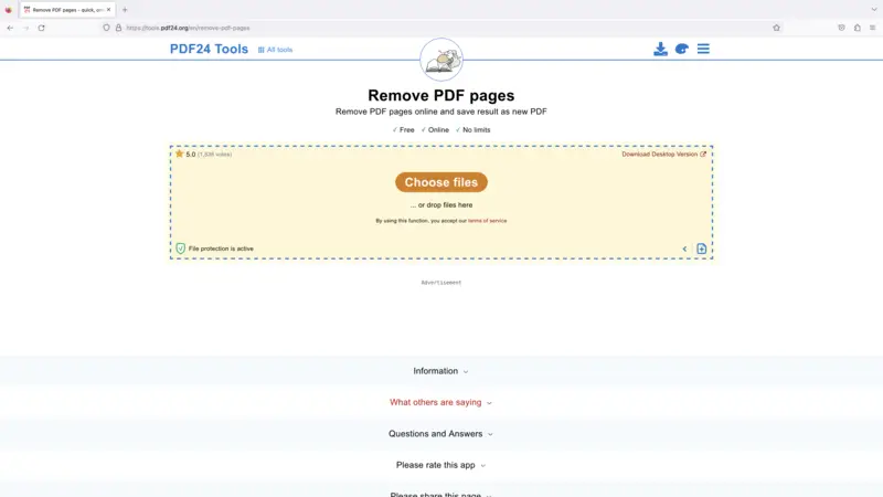 Delete PDF  pages for free online